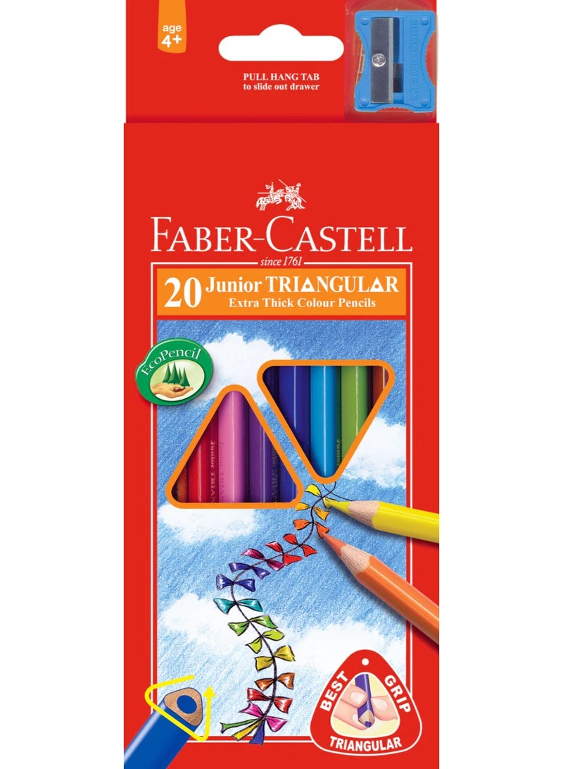 20 قطعة من أقلام التلوين مثلثية الشكل سميكة جداً متعددة الألوان